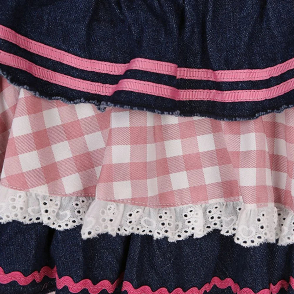 kawaiies-softtoys-plushies-kawaii-plush-Kawaii Harajuku Japanese-themed Lolita Mini Denim Checked Women's Skirt Apparel 