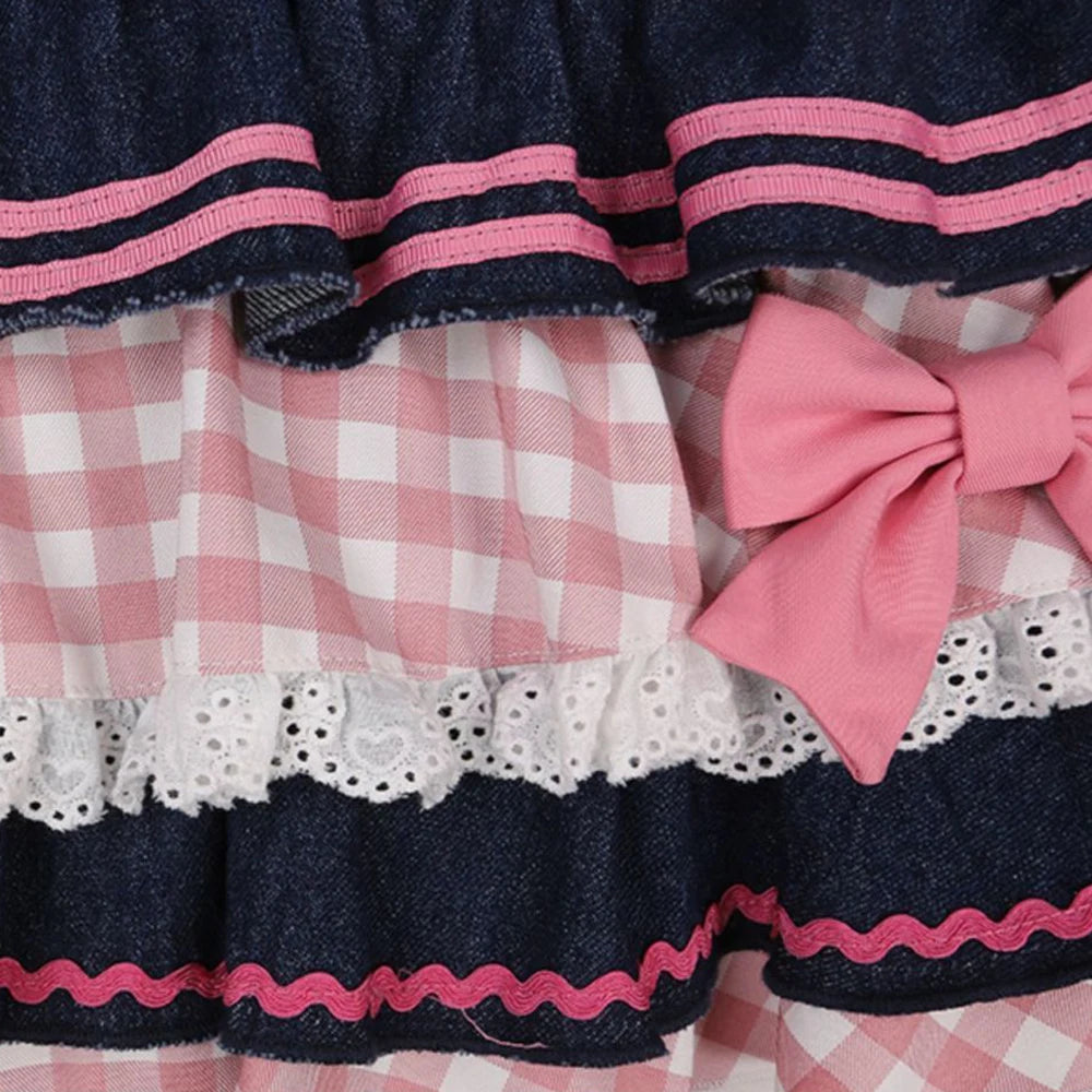 kawaiies-softtoys-plushies-kawaii-plush-Kawaii Harajuku Japanese-themed Lolita Mini Denim Checked Women's Skirt Apparel 