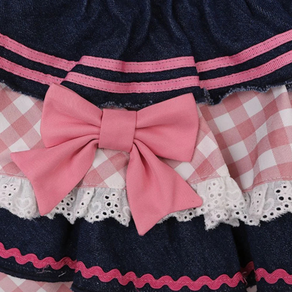 kawaiies-softtoys-plushies-kawaii-plush-Kawaii Harajuku Japanese-themed Lolita Mini Denim Checked Women's Skirt Apparel 