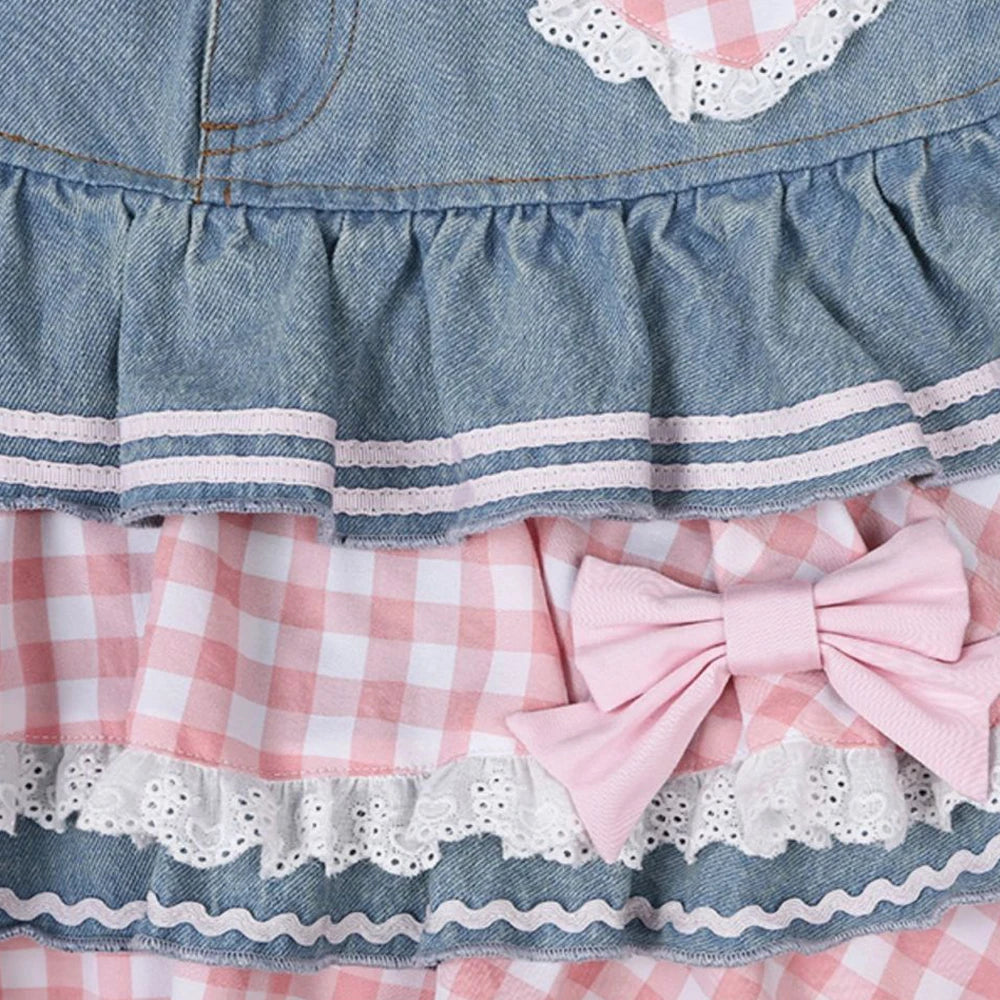 kawaiies-softtoys-plushies-kawaii-plush-Kawaii Harajuku Japanese-themed Lolita Mini Denim Checked Women's Skirt Apparel 