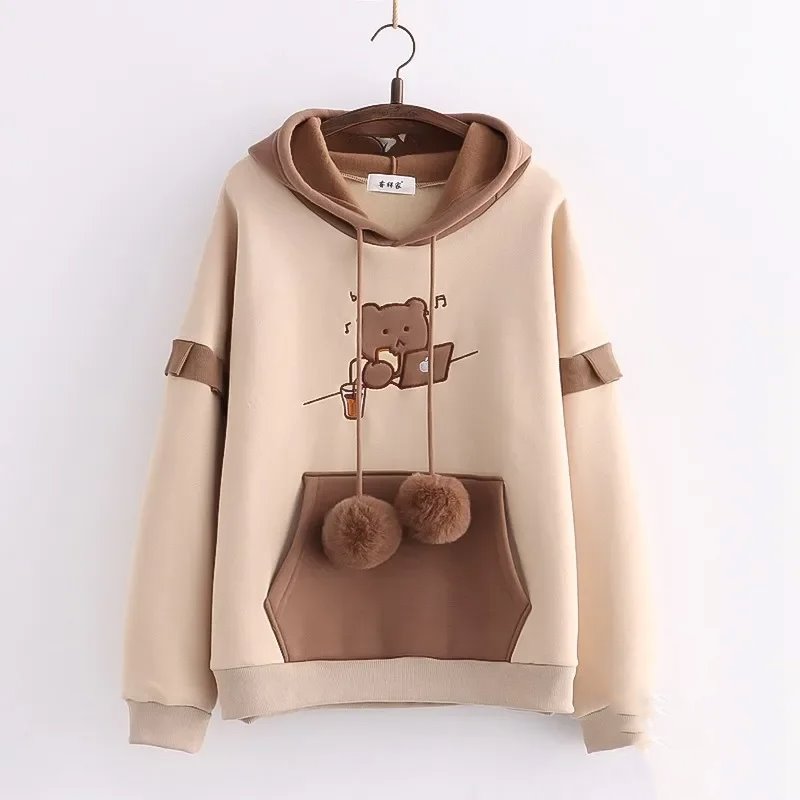 kawaiies-softtoys-plushies-kawaii-plush-Kawaii Harajuku Style Bear Two-tone Hoodies Hoodies Beige M 