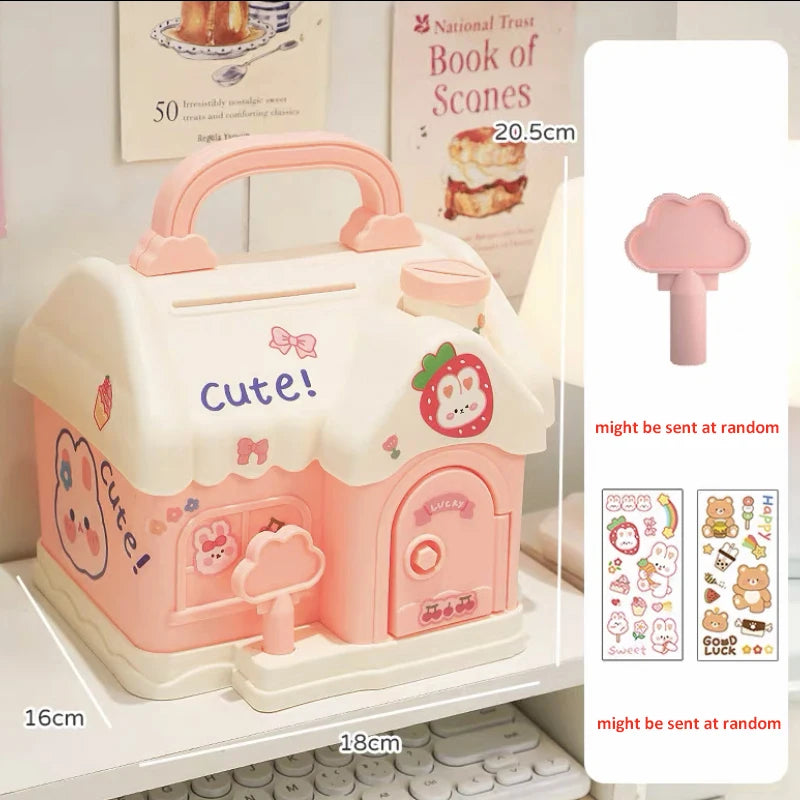 kawaiies-softtoys-plushies-kawaii-plush-Kawaii House Piggy Bank Organisers Pink with 2D Stickers 