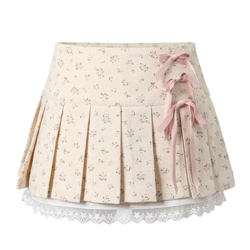 kawaiies-softtoys-plushies-kawaii-plush-Kawaii Lace Bow Mini Ruffle Skirt Apparel Cream S 