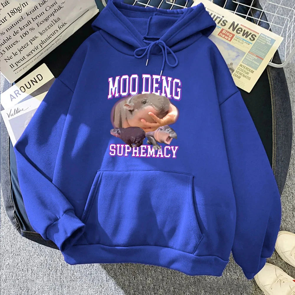 kawaiies-softtoys-plushies-kawaii-plush-Kawaii Moo Deng Supremacy Hippo Unisex Hoodie Apparel Dark Blue XS 