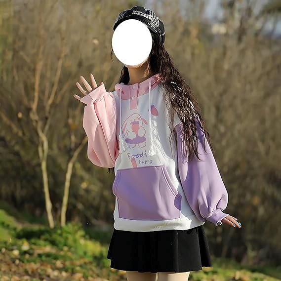 kawaiies-softtoys-plushies-kawaii-plush-Kawaii Pink Purple White Bunny Strawberry Three-tone Hoodie Hoodies 