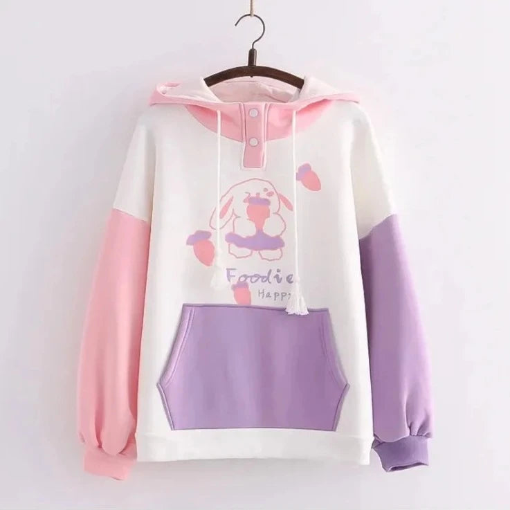 kawaiies-softtoys-plushies-kawaii-plush-Kawaii Pink Purple White Bunny Strawberry Three-tone Hoodie Hoodies Pink 