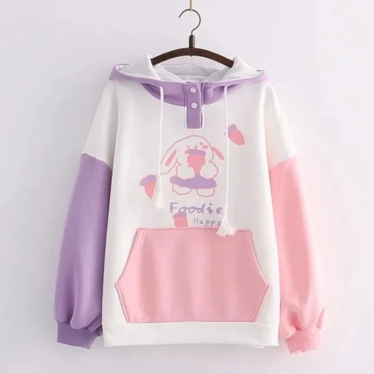 kawaiies-softtoys-plushies-kawaii-plush-Kawaii Pink Purple White Bunny Strawberry Three-tone Hoodie Hoodies Purple 