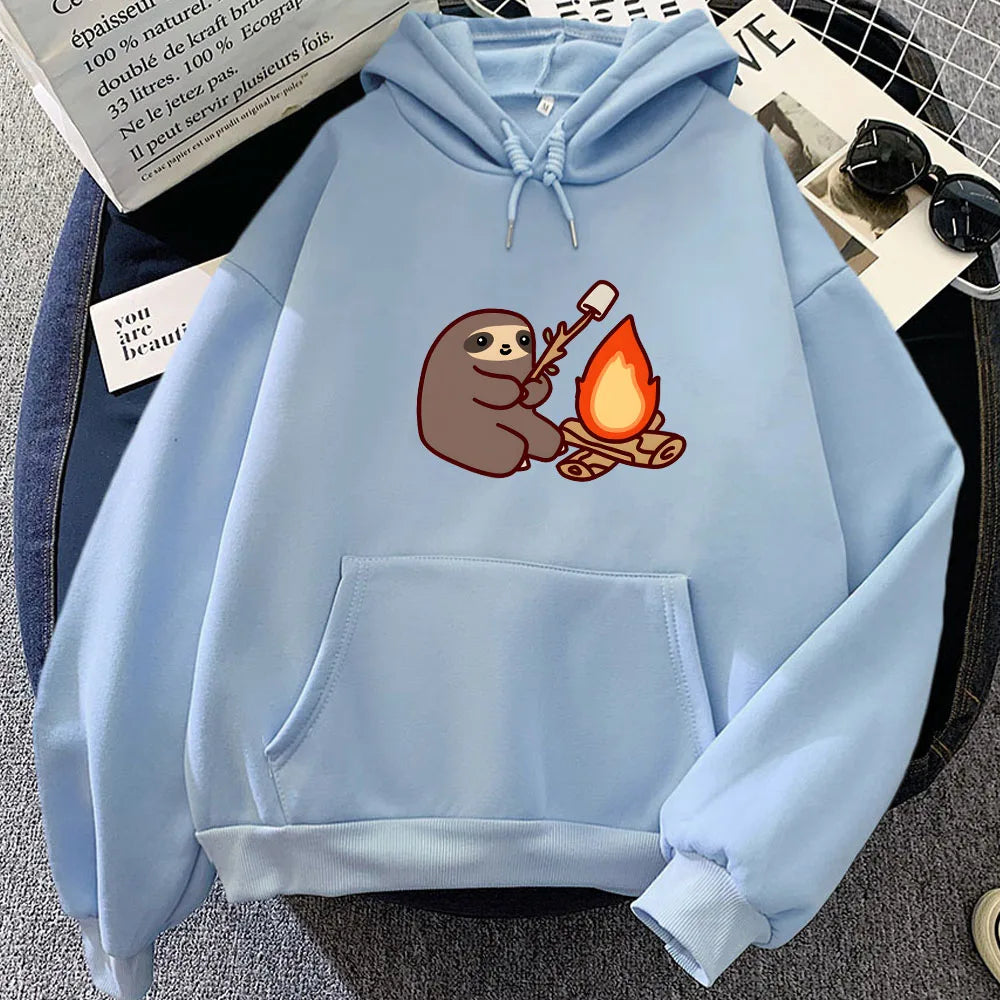 kawaiies-softtoys-plushies-kawaii-plush-Kawaii Sloth Cooking Marshmallow Campfire Unisex Hoodie Apparel Light Blue XS 