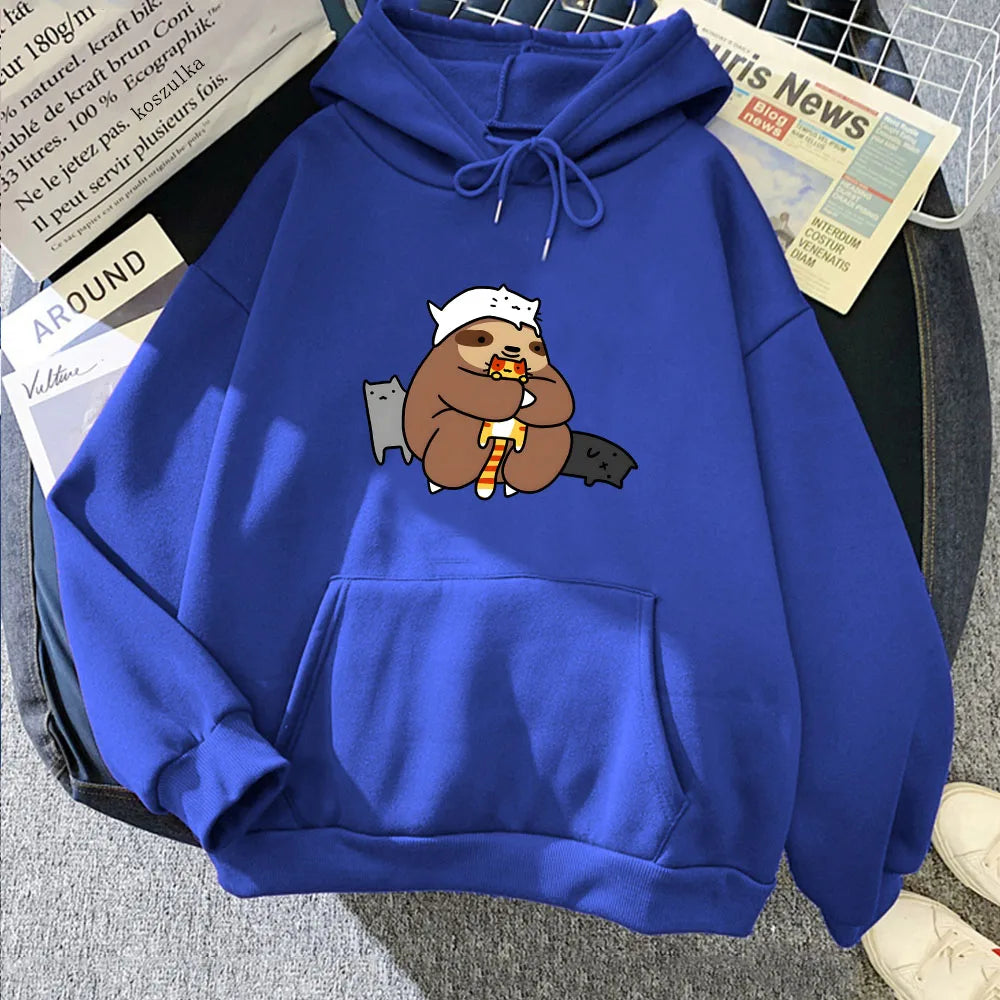 kawaiies-softtoys-plushies-kawaii-plush-Kawaii Sloth with Cats Unisex Hoodie Apparel Dark Blue L 