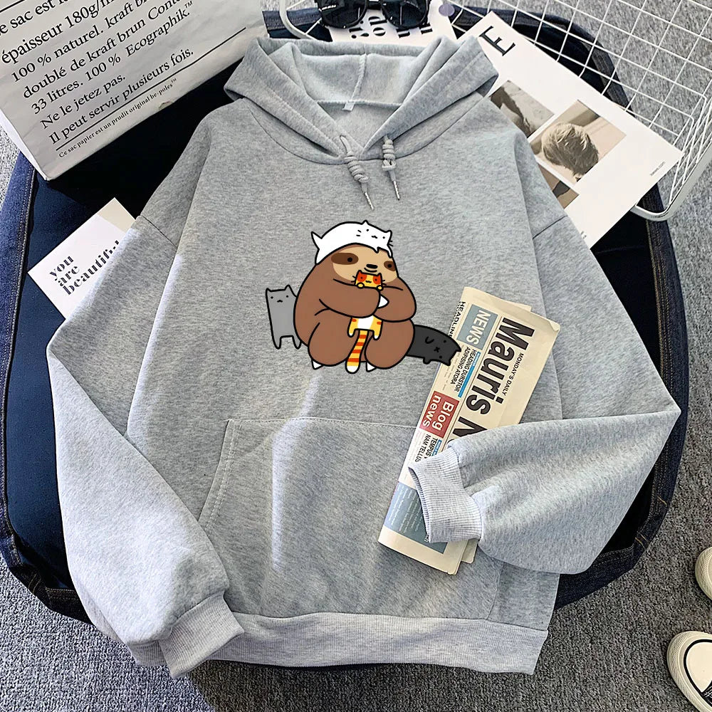 kawaiies-softtoys-plushies-kawaii-plush-Kawaii Sloth with Cats Unisex Hoodie Apparel Gray XS 