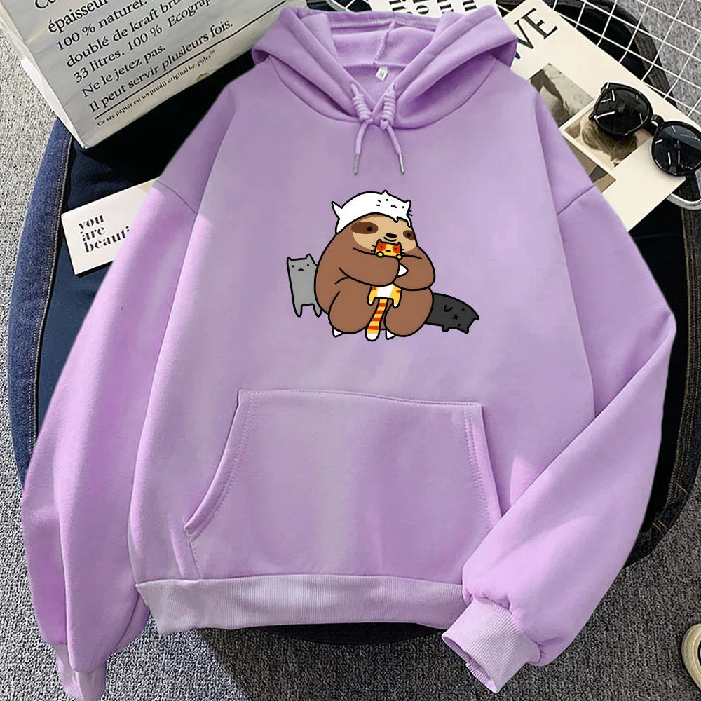 kawaiies-softtoys-plushies-kawaii-plush-Kawaii Sloth with Cats Unisex Hoodie Apparel Light Purple 2XL 