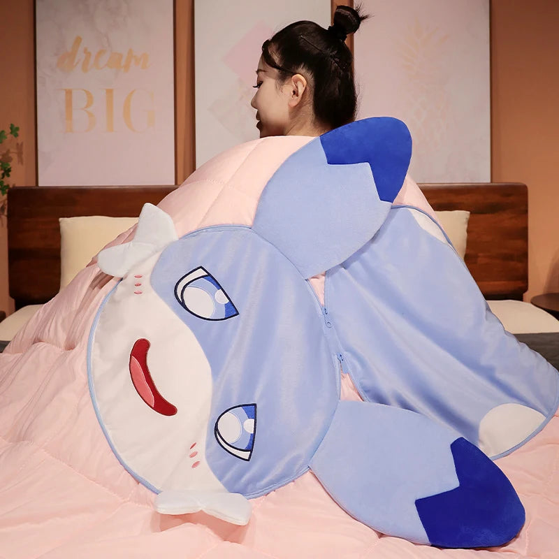 kawaiies-softtoys-plushies-kawaii-plush-Kawaii Sofi Blue Dragon Pillow Blanket Plushie Combo Soft toy 