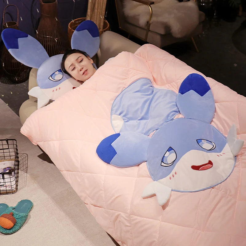 kawaiies-softtoys-plushies-kawaii-plush-Kawaii Sofi Blue Dragon Pillow Blanket Plushie Combo Soft toy 