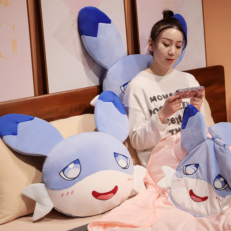 kawaiies-softtoys-plushies-kawaii-plush-Kawaii Sofi Blue Dragon Pillow Blanket Plushie Combo Soft toy 