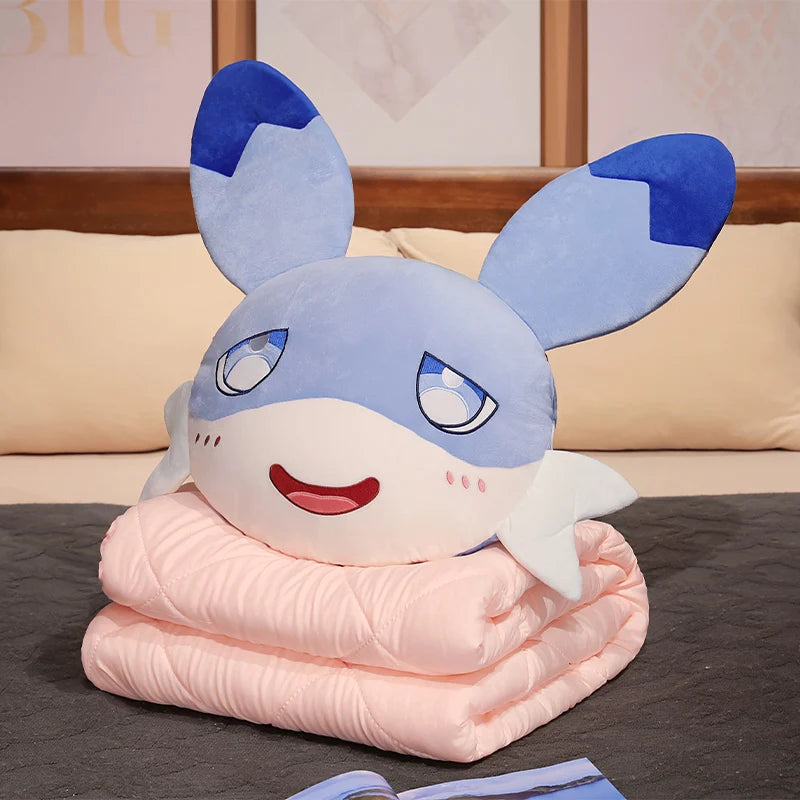 kawaiies-softtoys-plushies-kawaii-plush-Kawaii Sofi Blue Dragon Pillow Blanket Plushie Combo Soft toy 50 x 45cm 