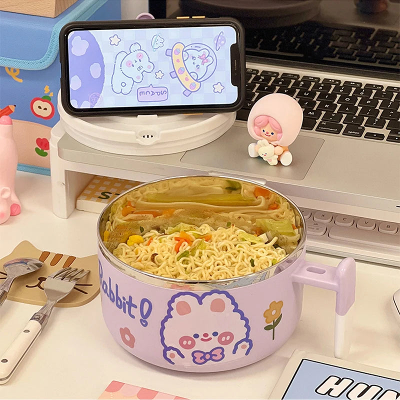 kawaiies-softtoys-plushies-kawaii-plush-Kawaii Stainless Steel White Purple Ramen Bowl Home Decor 