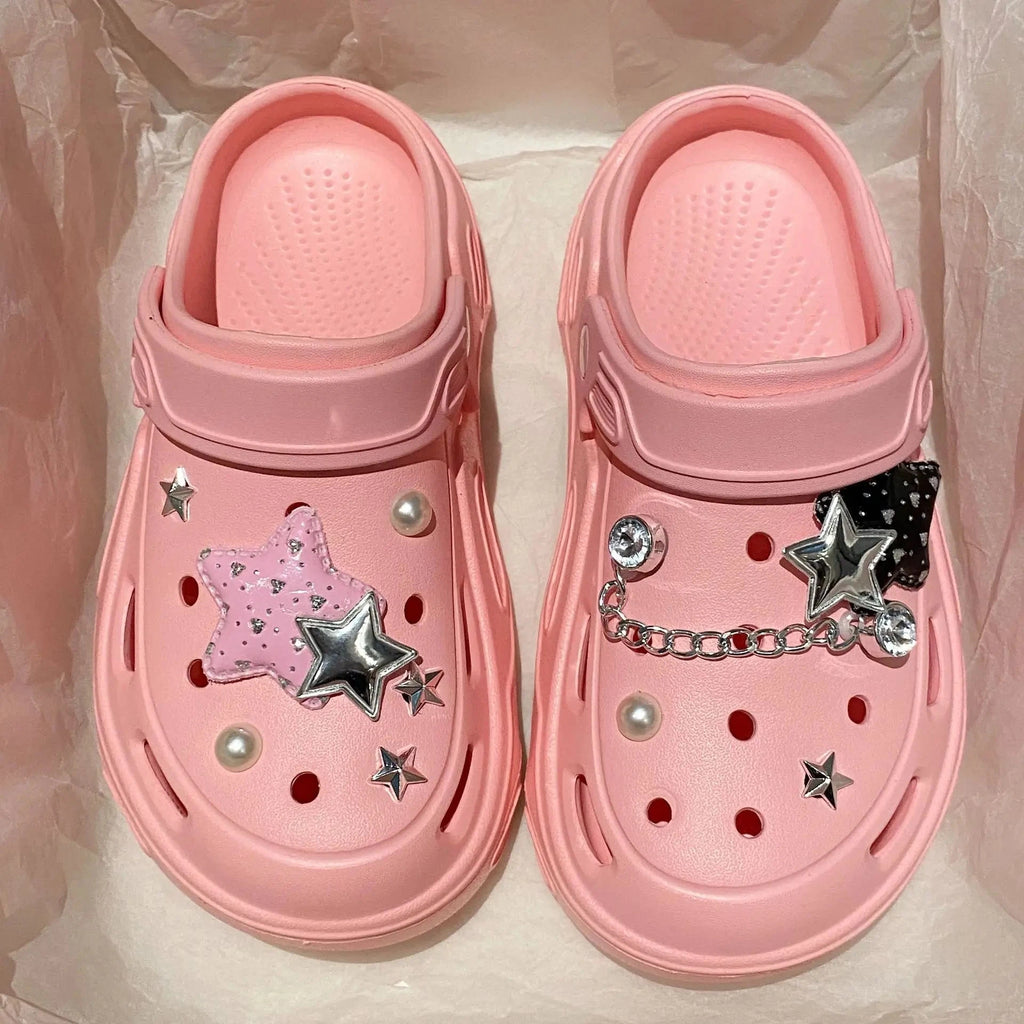 kawaiies-softtoys-plushies-kawaii-plush-Kawaii Star Chunky Platform Clogs Slippers Pink 38-39 (23.5-24cm) 