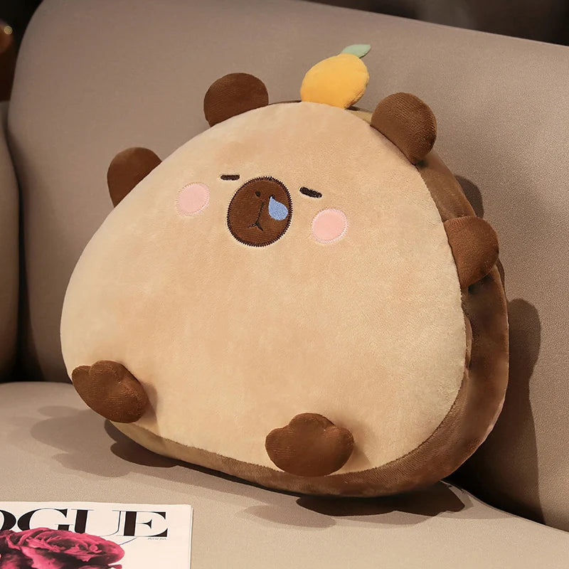 kawaiies-softtoys-plushies-kawaii-plush-Kawaii Triangle Capybara Plush Pillows With Blanket Soft toy Brown Pillow only 