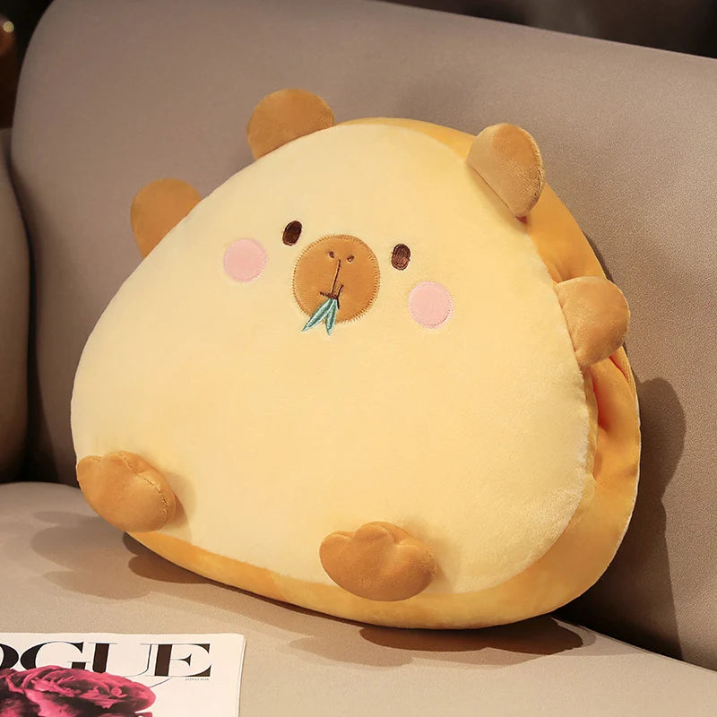 kawaiies-softtoys-plushies-kawaii-plush-Kawaii Triangle Capybara Plush Pillows With Blanket Soft toy Orange Pillow only 