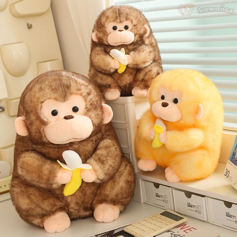 kawaiies-softtoys-plushies-kawaii-plush-Kawaii Yellow Brown Chunky Monkey With Banana Plushie Soft toy 