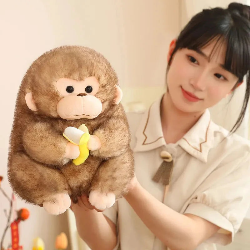 kawaiies-softtoys-plushies-kawaii-plush-Kawaii Yellow Brown Chunky Monkey With Banana Plushie Soft toy Brown 9in / 22cm 