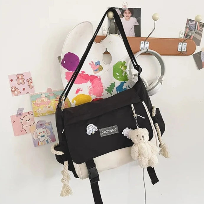 kawaiies-softtoys-plushies-kawaii-plush-Large Blue Black Two-Tone Rope Shoulder Side Bag Bags 