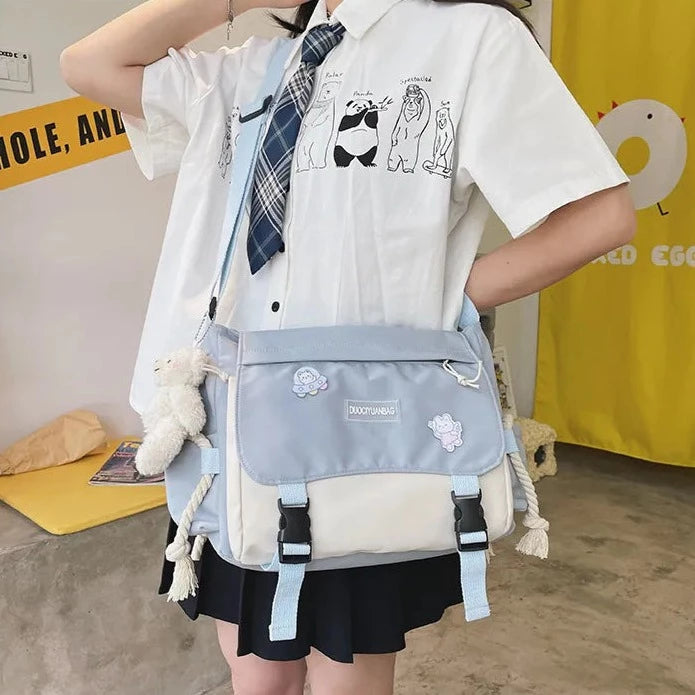 kawaiies-softtoys-plushies-kawaii-plush-Large Blue Black Two-Tone Rope Shoulder Side Bag Bags 