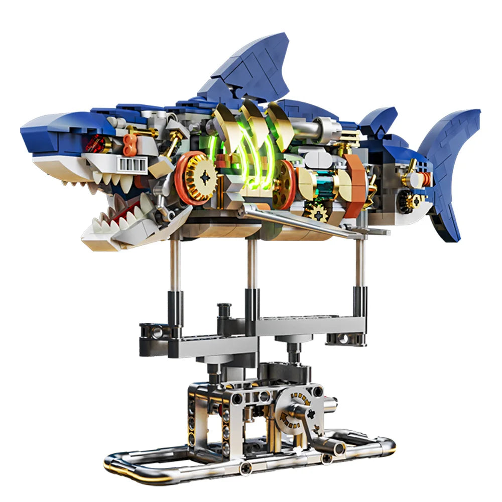 kawaiies-softtoys-plushies-kawaii-plush-LED Light Mechanical Shark Building Blocks with Display Stand Build it 