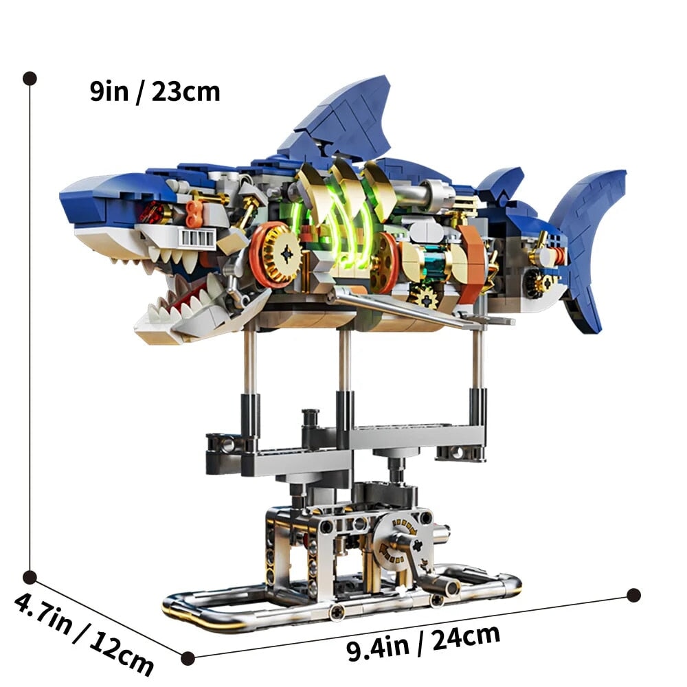 kawaiies-softtoys-plushies-kawaii-plush-LED Light Mechanical Shark Building Blocks with Display Stand Build it 