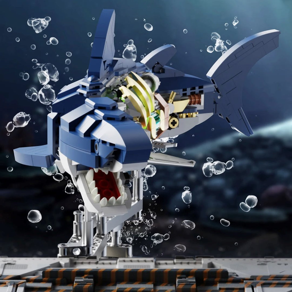 kawaiies-softtoys-plushies-kawaii-plush-LED Light Mechanical Shark Building Blocks with Display Stand Build it 