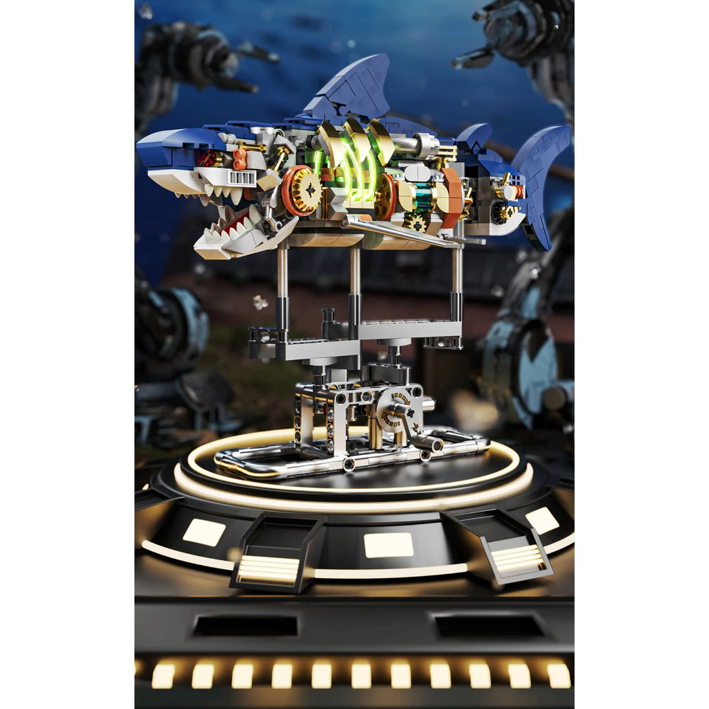 kawaiies-softtoys-plushies-kawaii-plush-LED Light Mechanical Shark Building Blocks with Display Stand Build it 