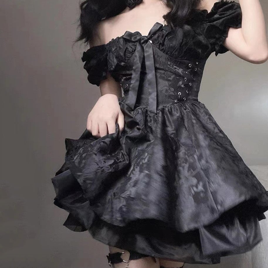 kawaiies-softtoys-plushies-kawaii-plush-Lolita Black Mini Tutu Dress Apparel 