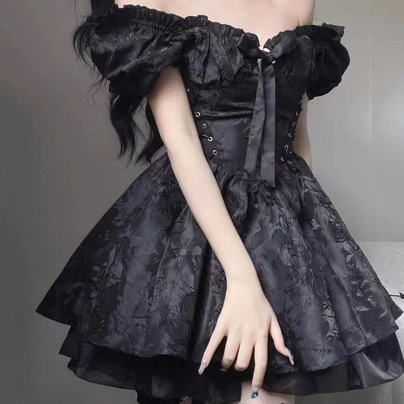 kawaiies-softtoys-plushies-kawaii-plush-Lolita Black Mini Tutu Dress Apparel 