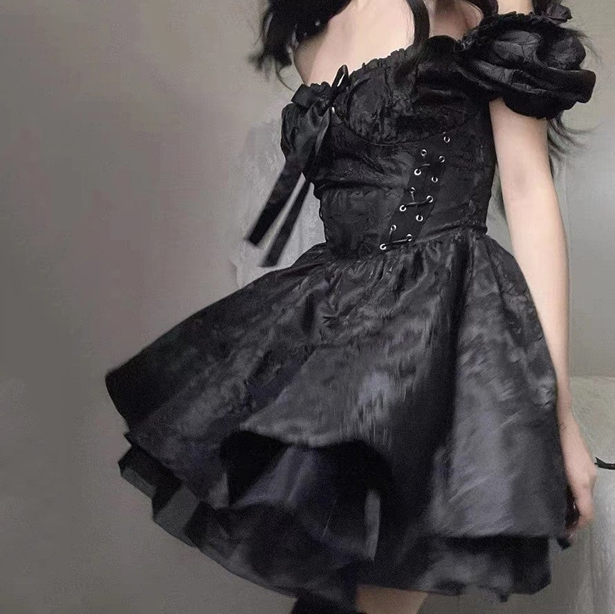 kawaiies-softtoys-plushies-kawaii-plush-Lolita Black Mini Tutu Dress Apparel 