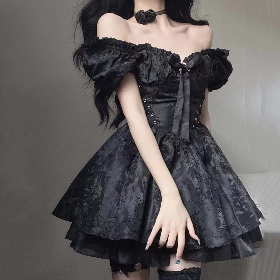 kawaiies-softtoys-plushies-kawaii-plush-Lolita Black Mini Tutu Dress Apparel S 