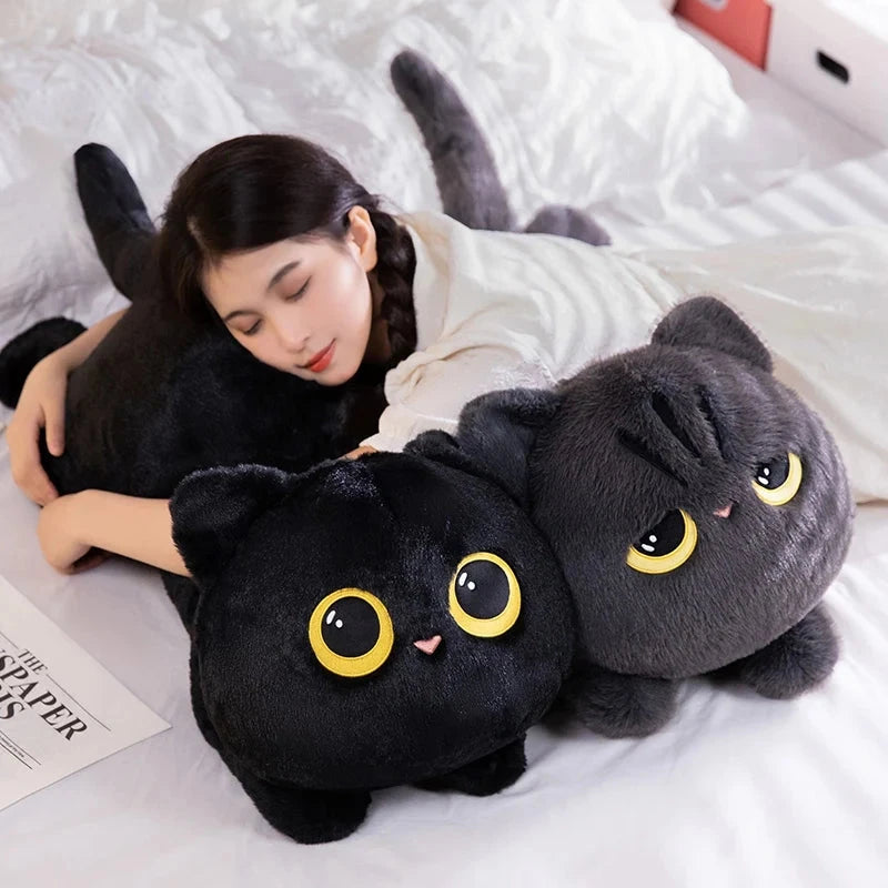 kawaiies-softtoys-plushies-kawaii-plush-Long Giant Black Gray Fluffy Cat Plushies Soft toy 