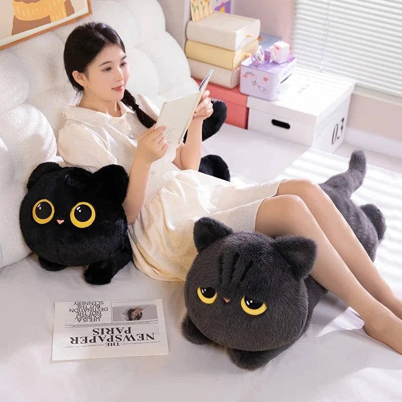 kawaiies-softtoys-plushies-kawaii-plush-Long Giant Black Gray Fluffy Cat Plushies Soft toy 