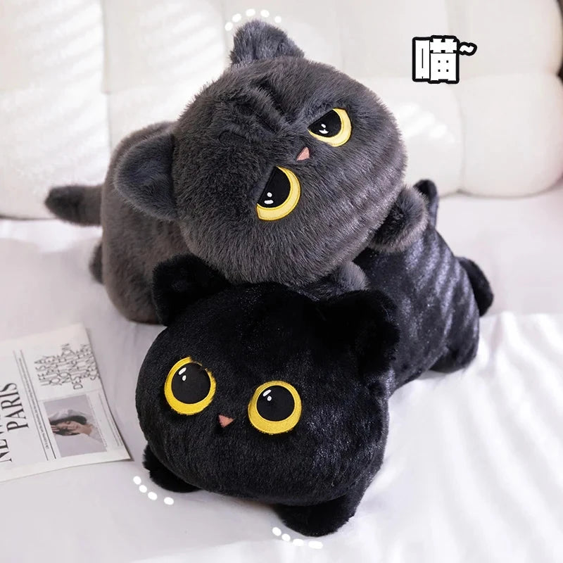 kawaiies-softtoys-plushies-kawaii-plush-Long Giant Black Gray Fluffy Cat Plushies Soft toy 