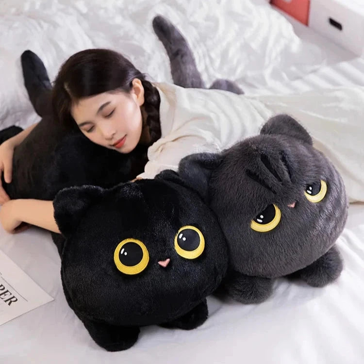 kawaiies-softtoys-plushies-kawaii-plush-Long Giant Black Gray Fluffy Cat Plushies Soft toy 