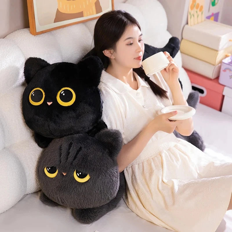 kawaiies-softtoys-plushies-kawaii-plush-Long Giant Black Gray Fluffy Cat Plushies Soft toy 