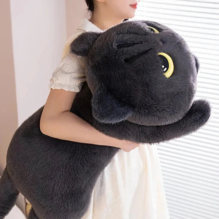 kawaiies-softtoys-plushies-kawaii-plush-Long Giant Black Gray Fluffy Cat Plushies Soft toy 