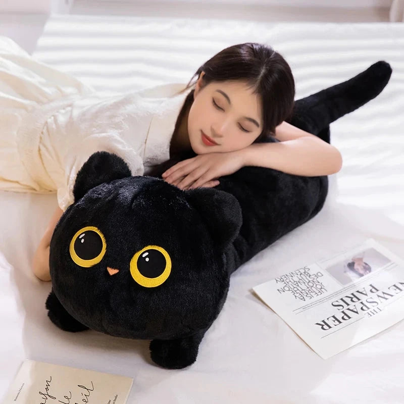 kawaiies-softtoys-plushies-kawaii-plush-Long Giant Black Gray Fluffy Cat Plushies Soft toy 