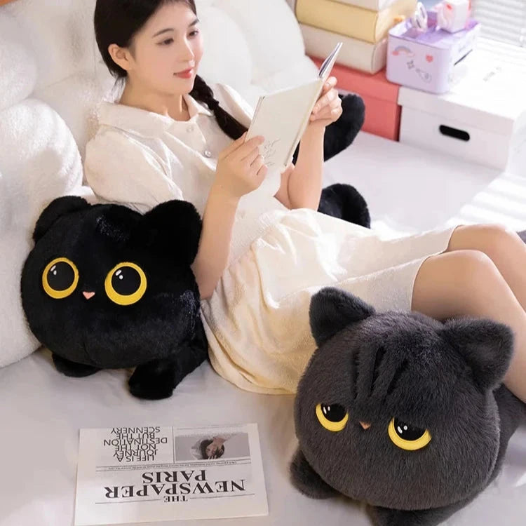 kawaiies-softtoys-plushies-kawaii-plush-Long Giant Black Gray Fluffy Cat Plushies Soft toy 