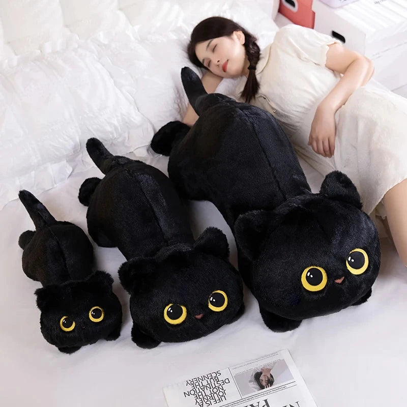 kawaiies-softtoys-plushies-kawaii-plush-Long Giant Black Gray Fluffy Cat Plushies Soft toy 