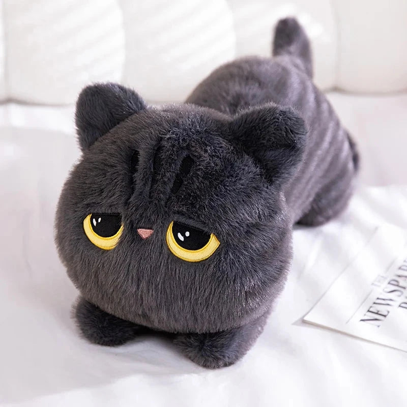 kawaiies-softtoys-plushies-kawaii-plush-Long Giant Black Gray Fluffy Cat Plushies Soft toy Gray 50cm 