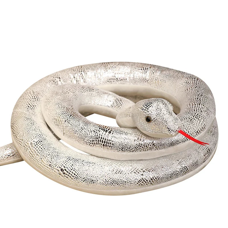 kawaiies-softtoys-plushies-kawaii-plush-Long Shiny Snake Plushies Soft toy Silver 157in /400cm 