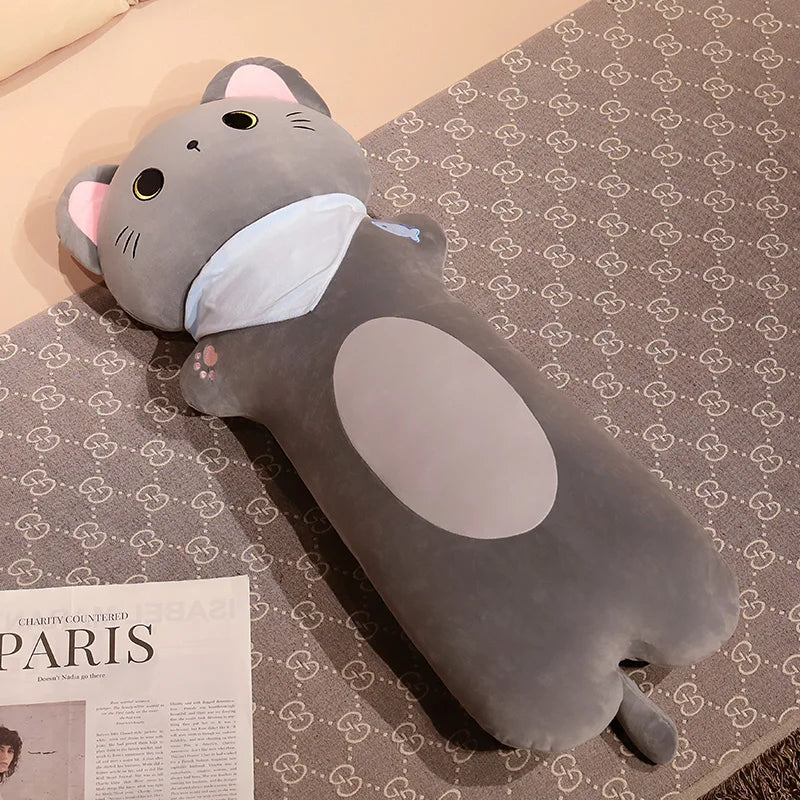 kawaiies-softtoys-plushies-kawaii-plush-Long Snuggle Neeko Cat Buddies Soft toy Gray 100cm 