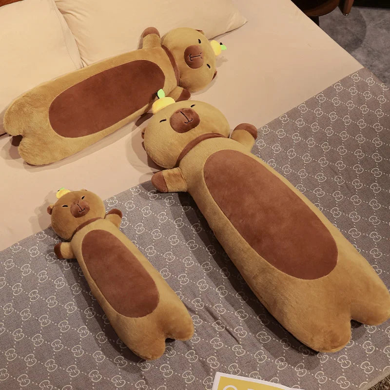 kawaiies-softtoys-plushies-kawaii-plush-Long Snuggly Capybara with Orange Plushies Soft toy 