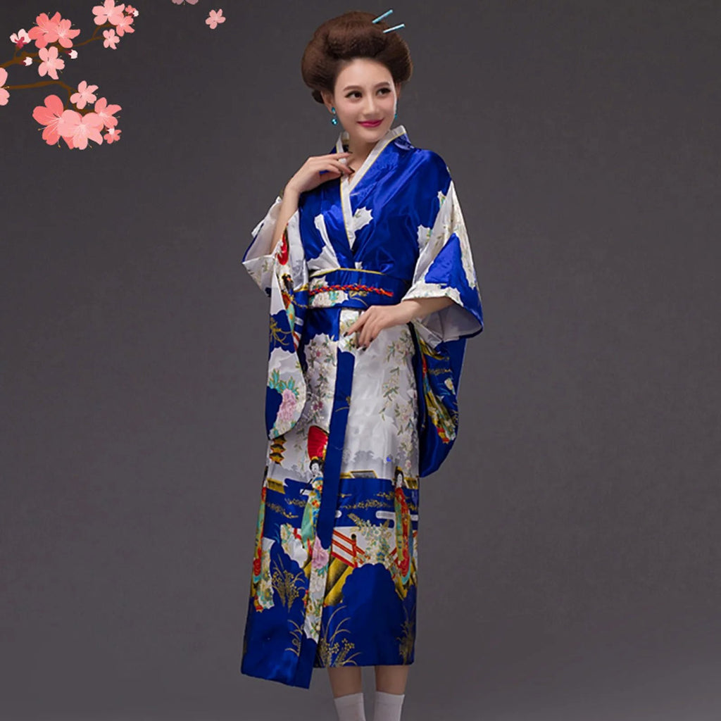 kawaiies-softtoys-plushies-kawaii-plush-Long Traditional Japanese-themed Cloudy Women's Kimono Apparel Navy 