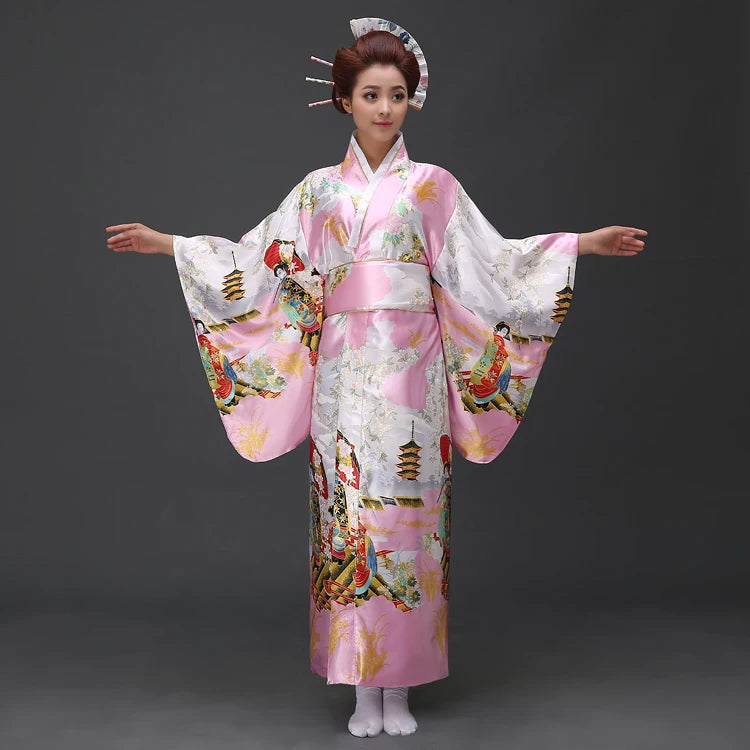 kawaiies-softtoys-plushies-kawaii-plush-Long Traditional Japanese-themed Cloudy Women's Kimono Apparel Pink 